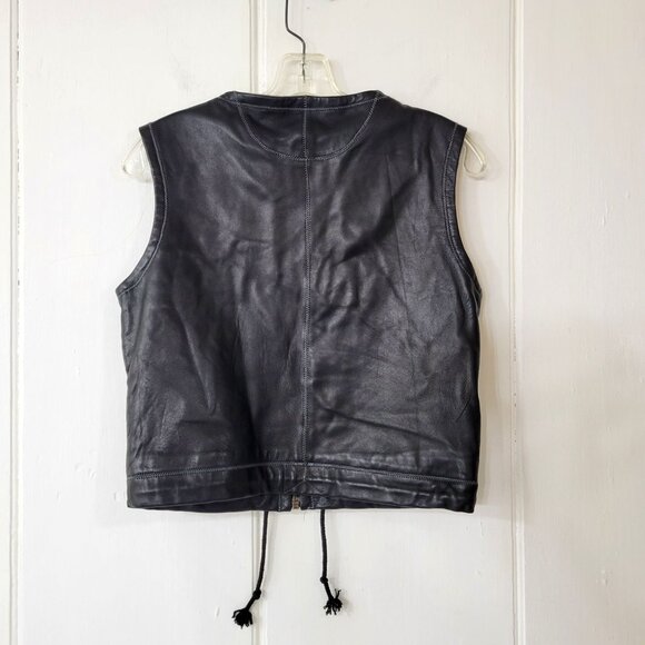 Black Leather Zip Front Vest Women's Size Medium - Picture 3 of 5